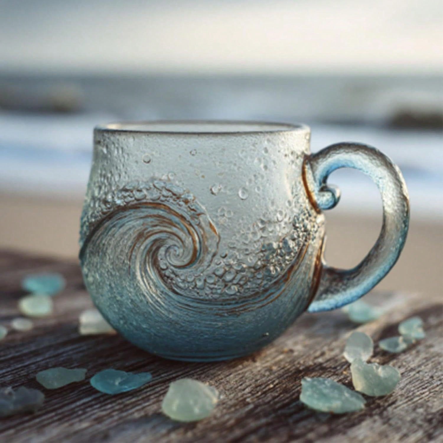 Coffee Or Tea Please - Sea Glass Wave Mug, Unique Textured