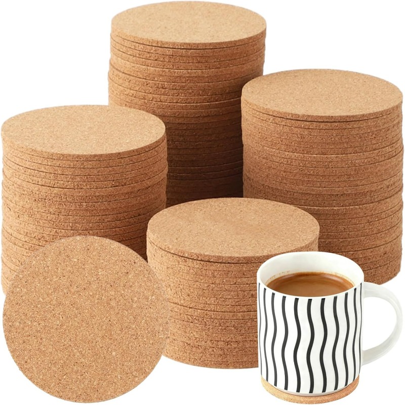 Natural Wooden Round Cork Coas - Coffee And Tea Bar recension och pris