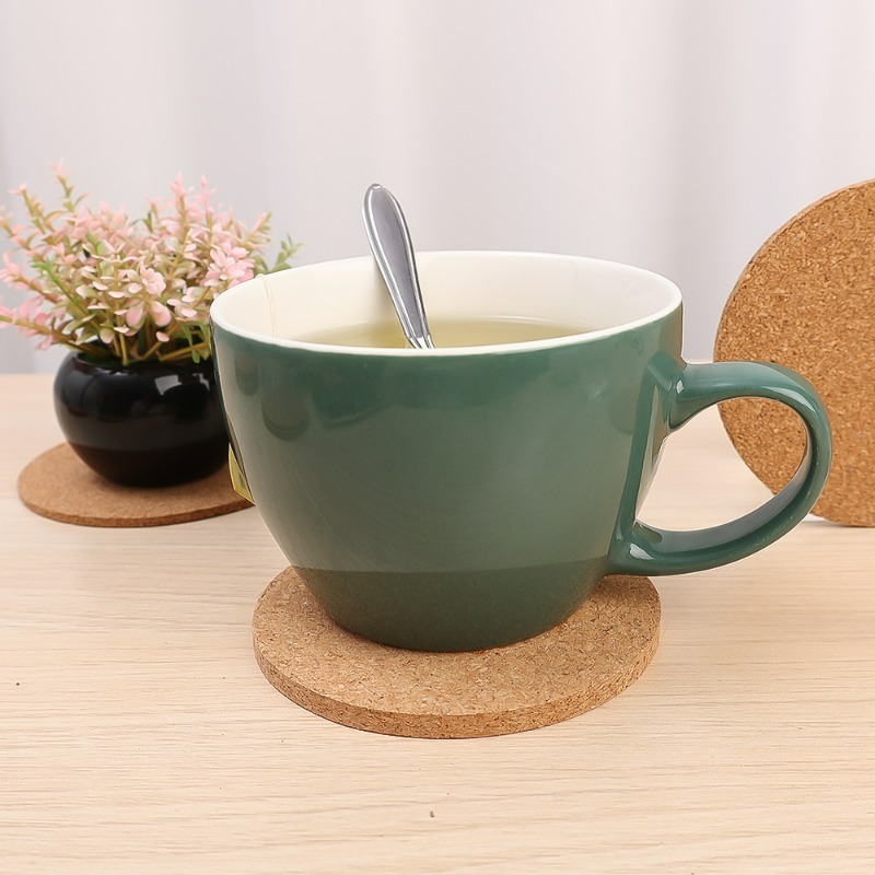 Natural Wooden Round Cork Coas - Coffee And Tea Bar recension och pris