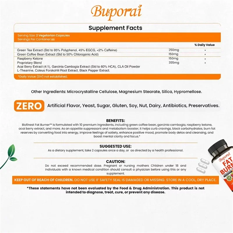 Fat Burner Capsules - Healthy  - Coffee Tea Weight Loss recension och pris