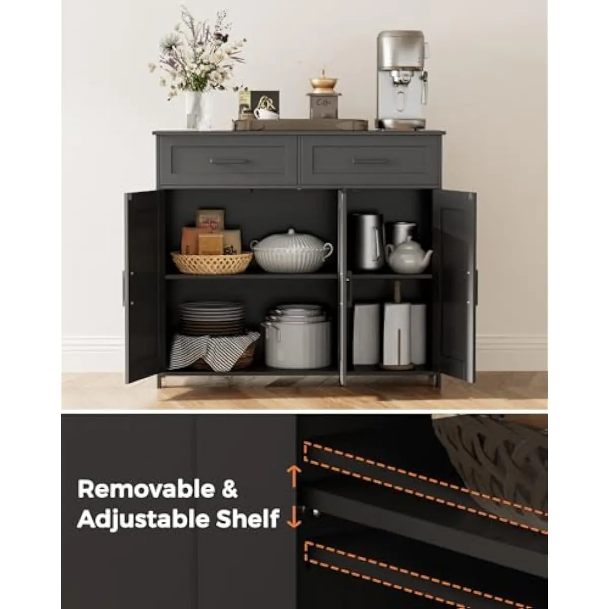 Coffee Bar Storage Cabinet wit - Coffee & Tea Haus recension och pris
