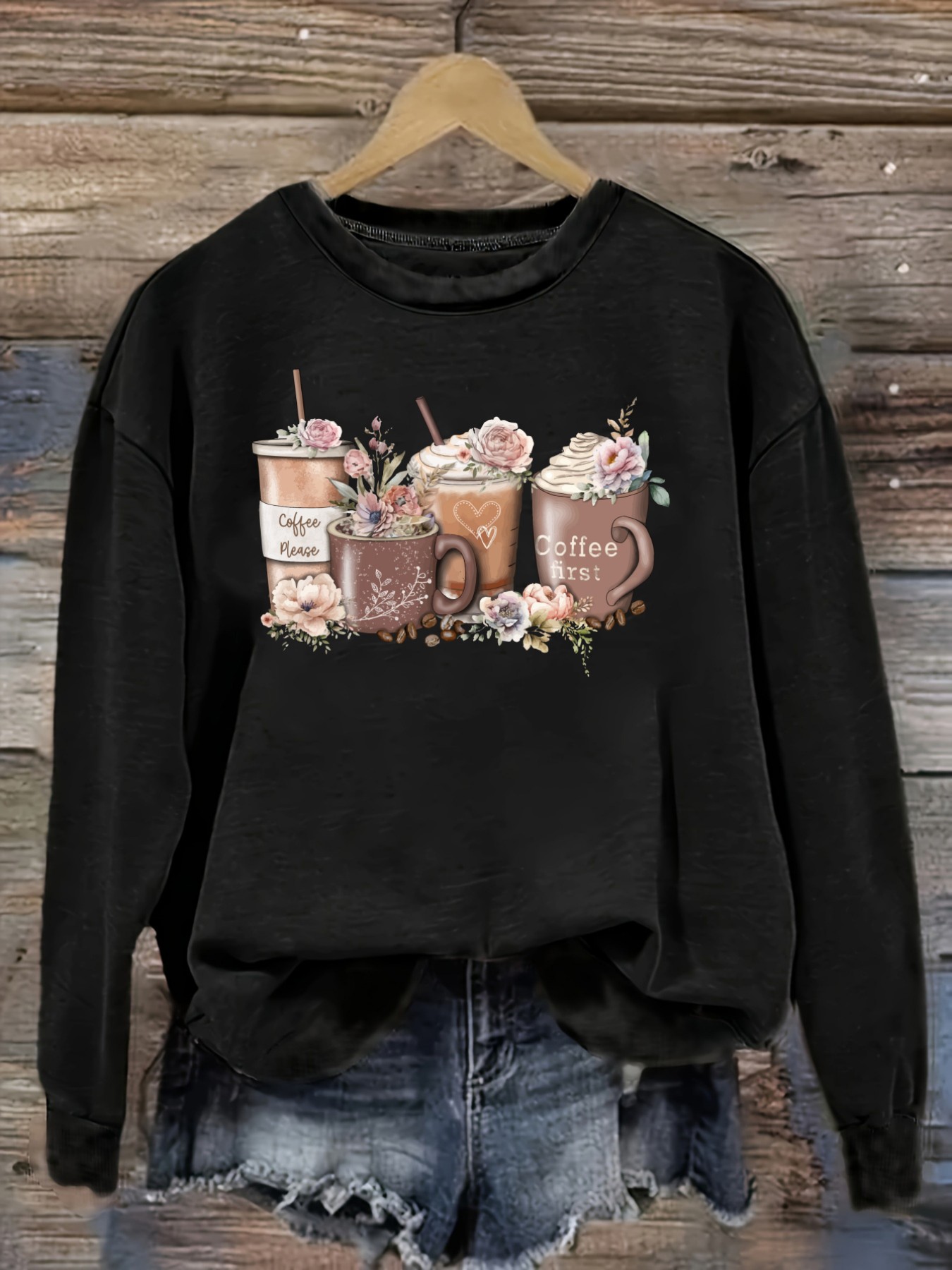 Women's Casual Long Sleeve Cre - Coffee & Tea Haus recension och pris