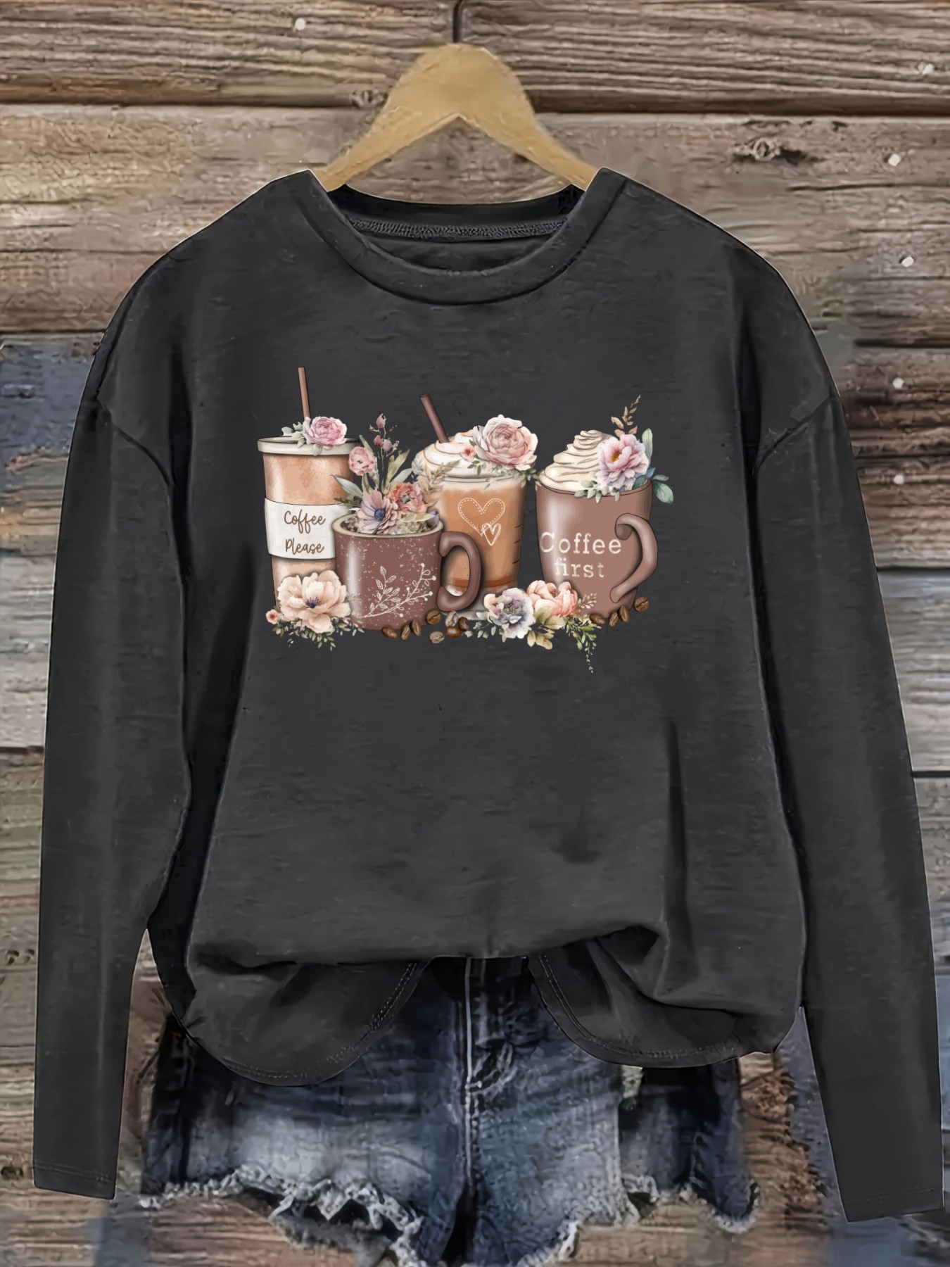 Women's Casual Long Sleeve Cre - Coffee & Tea Haus recension och pris