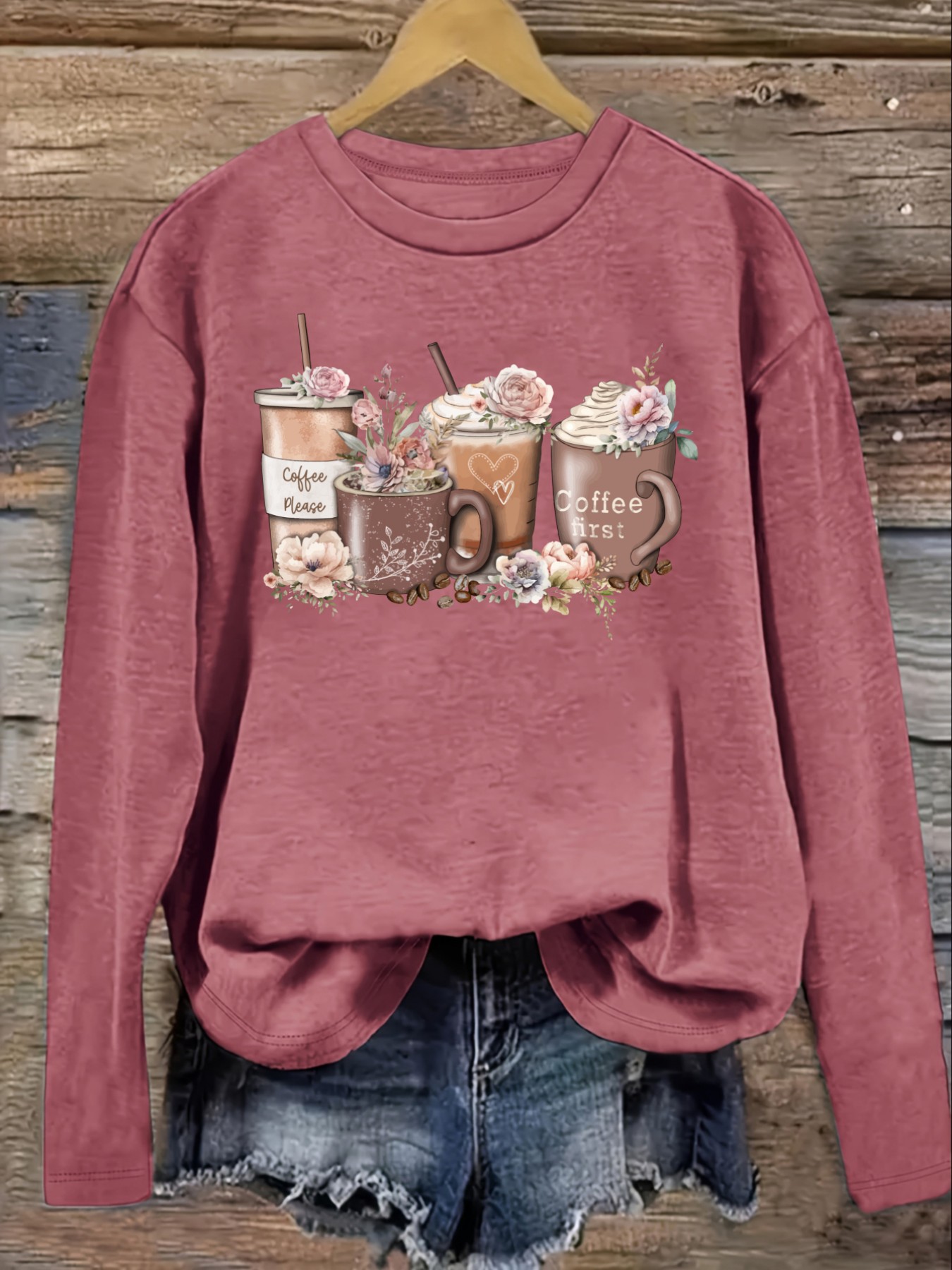 Women's Casual Long Sleeve Cre - Coffee & Tea Haus recension och pris