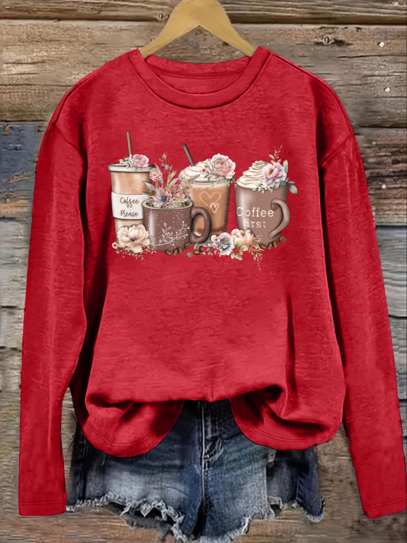 Women's Casual Long Sleeve Cre - Coffee & Tea Haus recension och pris