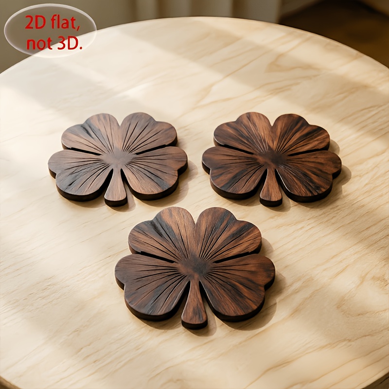 4Pcs 2D Flat Clover Wooden Coa - Coffee Tea Games recension och pris